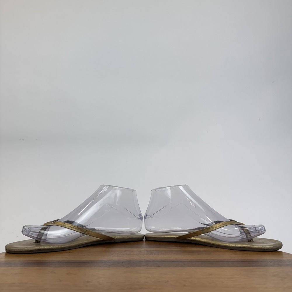 Womens Tkees Metallics Gold Leather Thong Flip Flops Shoes Sandals Size‎ 7 M GUC - Picture 4 of 8